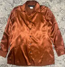 Burnt Orange Silk Button Up Blouse