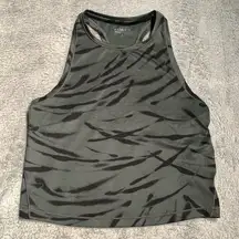 Athleta shanti crop top Black and Gray zebra print Tank Top small