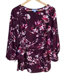 Motherhood Maternity burgundy floral blouse size medium
