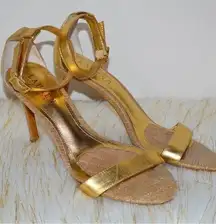 Lauren Ralph Lauren Size 10B Samantha Foot And Ankle Strap Gold Stiletto