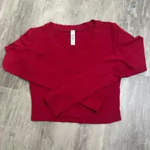 Cropped Long Sleeve TShirt Red Size Small