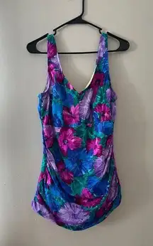 One Piece Vintage Sea Fashions Floral  Swim Bathing Suit Womens USA Union Made