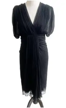 Vintage Diane Von Furstenburg Size 10 100% Silk Sheath Dress Ruched Chiffon