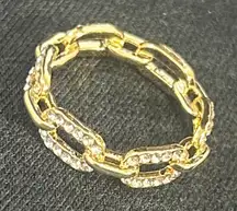 Elegant Gold Chain Link Ring with Crystals size 8