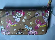Betsey Johnson brown skull cowboy cowboy boot wallet wristlet NWT