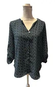 Collective Concepts Blue Polka Dot Blouse Size S