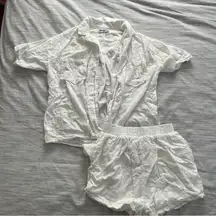 Princess Polly white crochet 2-piece shirt and shorts size 4
