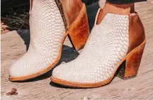 Freebird Detroit White Snake nwot leather ankle boots fall casual 8 $278 western