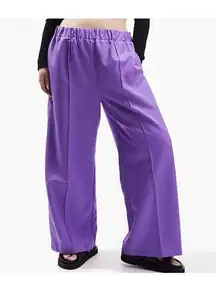 NWT ASOS DESIGN Curve Pants Womens 22 Purple Elastic Waist Tailored Trouser