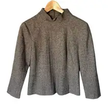 Ann Taylor Mock Neck Top Size 2 Brown Gray Speckled Vintage Wool Silk Blend Chic