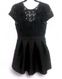 Just Me by NY & Co black fit and flare lace dress with bow closure size medium