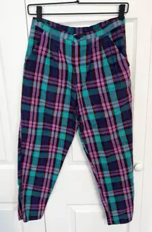 Urban Renewal Made in the USA Vintage Plaid Chinos - Purple, Blue, Black. Sz XS