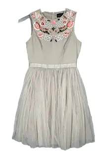 Needle & Thread Dress Womens XS Tan Beaded Balletcore Fairy Feminine Wedding‎