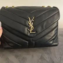 Authentic YSL  Black Leather Shoulder Bag.