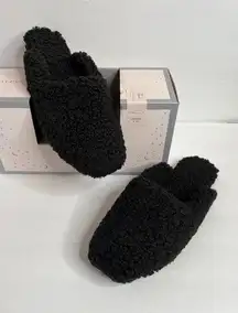 Alfani Deep Black Shearling Slide Boxed Slipper Sz L (9-10)