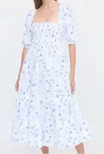 Hill House Home Nesli Nap Midi Dress Blue Botanical Size Large