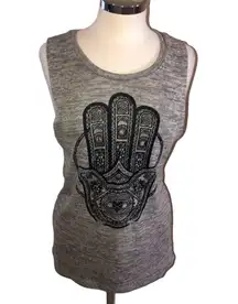 Graphic Sleeveless Top Lg