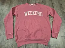 Oat Collective Mauve Pink WEEKEND Crewneck Sweatshirt Pullover Size Medium