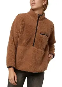 O’Neill Women’s XS Brown‎ Sutton Fleece Pullover Mock Neck Half Zip Jacket