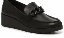 Anne Klein Qiana iflex Black Wedge Chain Loafer 10