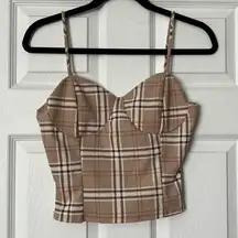 Timing Plaid Bustier Cropped Cami Top - Size M