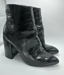 Steve Madden  Black Ankle Boots Size 6.5 m women's Tolerate Crocodile