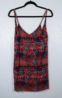 Hurley Red Geometric Jolene Loose Fit Tank Cami Dress Size XS