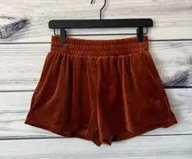 Velour Burnt Orange Soft Comfy High Waist Shorts