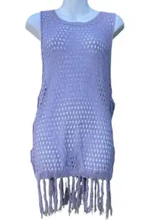 Lavender No Brand fringe open side knitted tunic