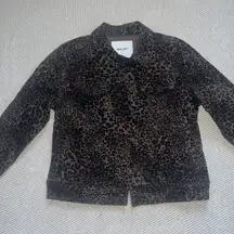 Cheetah Print Brown Grey Denim Sarah Jean Jacket Sz Sm