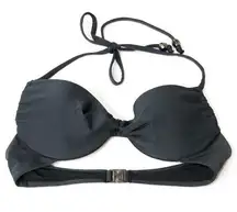 H&M Bikini Top 32A Separates Twist Front Cross Bust Halter Grey Gray