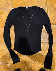 Free People Top Henley Long Sleeve