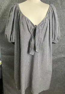 Mara Hoffman Organic Cotton Gingham Puff Sleeve Swim Cover-Up Tunic Dress M