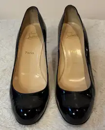 Christian Louboutin- Black Patent Leather Pumps Round Toe- Size 40/ US Size 10