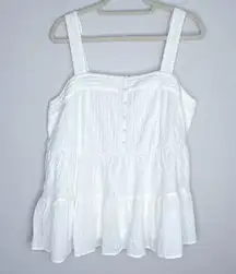 Torrid White Swiss Dot Gauze Tiered Pin Tuck Tank Size 1