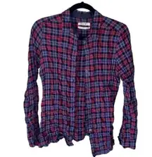 Barbour plaid shirt slim crinkle stretch sz 8 US bartlett check shirt