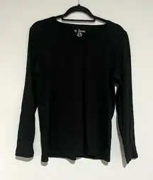 Chico’s Black Long Sleeve Sloane VNeck Shirt Top