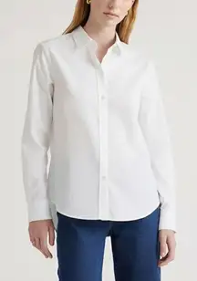 NWT Quince Women 100% Organic Cotton Poplin Long Sleeve Shirt Classic White XL