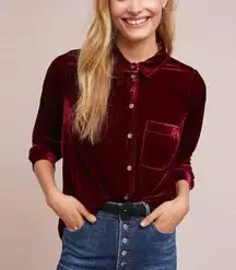 Maeve by  Velvet Buttondown Shirt Wine Maroon Size 12