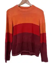 Tommy Hilfiger Colorblock Orange Red Vintage Crewneck Pullover Sweater Large