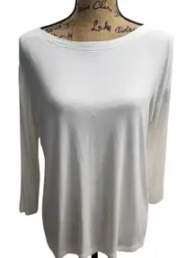 J. Jill Wearever Collection White Basic Long Sleeve Top Casual Soft Knit L