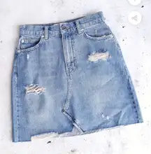 Free People Distressed Jean Skirt