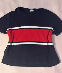 John Galt  Red White And Navy Blue Stripped Tshirt