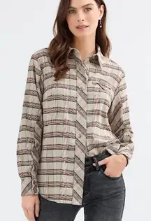 Cabi Hideout Shacket Shirt Jacket Fall 24 Plaid Cheer Small