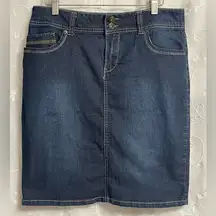 Baccini Denim Straight Skirt Country Western Medium Wash Sz 10 EUC