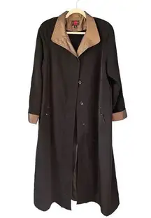 Vintage Gallery Black Bronze Lined Full Length Water Resistant Trench Coat Jacke