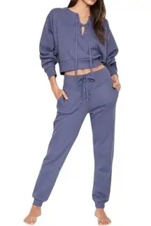 VICTORIA'S SECRET Cotton Fleece Lace-Up Crewneck Jogger Outfit Set