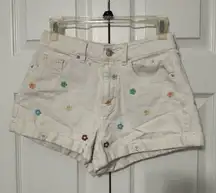 White Floral Embroidered Size 25 Women's Shorts