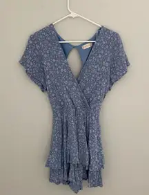 Altar'd State Light Blue Floral Flowy Romper Size Large