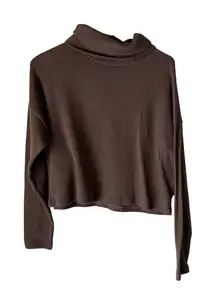 Gaze Sweater Y2k Small‎ Brown Ribbed Knit Turtleneck Long Sleeve Cropped Top